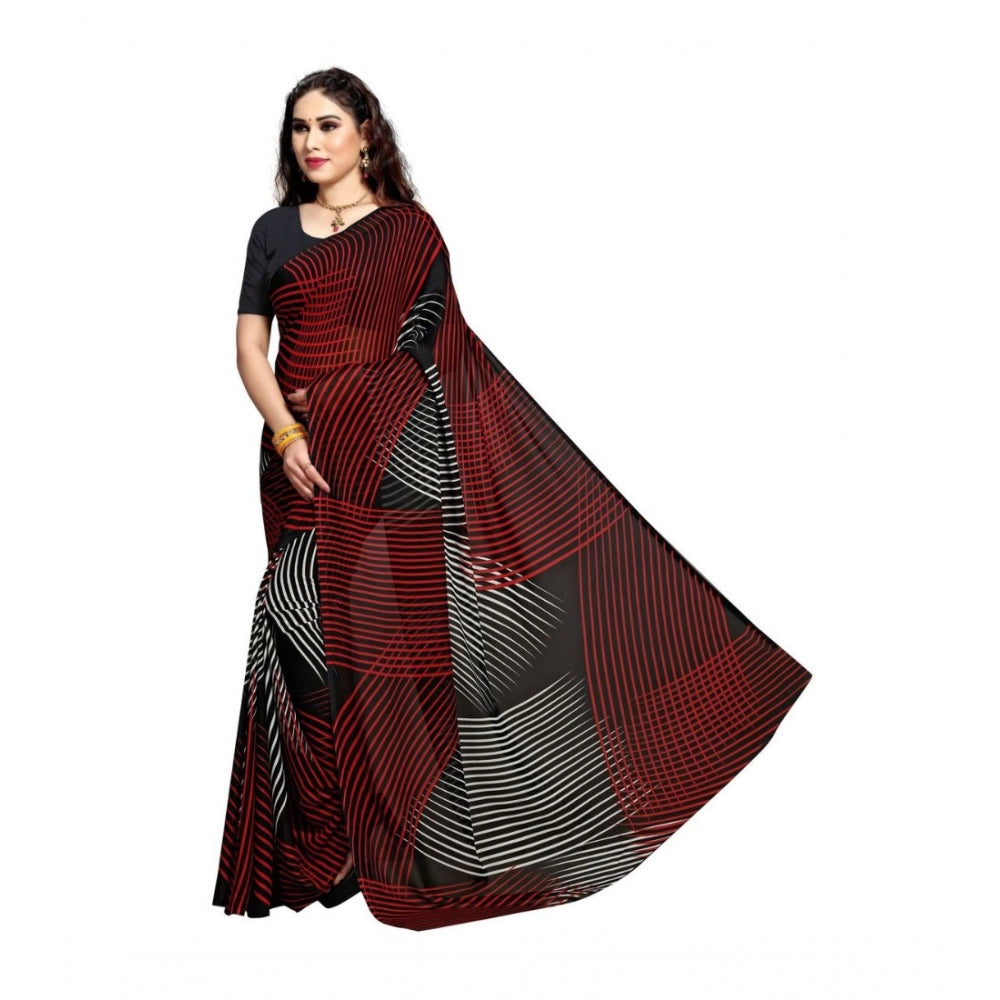 Clasymist Women's Georgette Saree(Black,5-6 Mtrs)