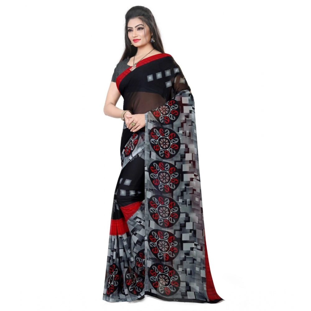 Clasymist Women's Georgette Saree(Black,5-6 Mtrs)