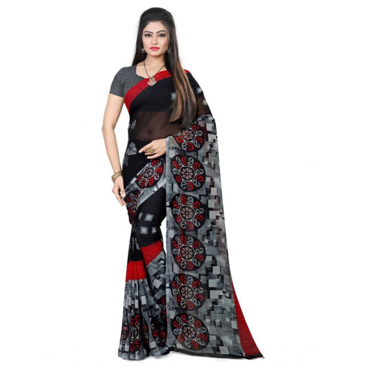 Clasymist Women's Georgette Saree(Black,5-6 Mtrs)