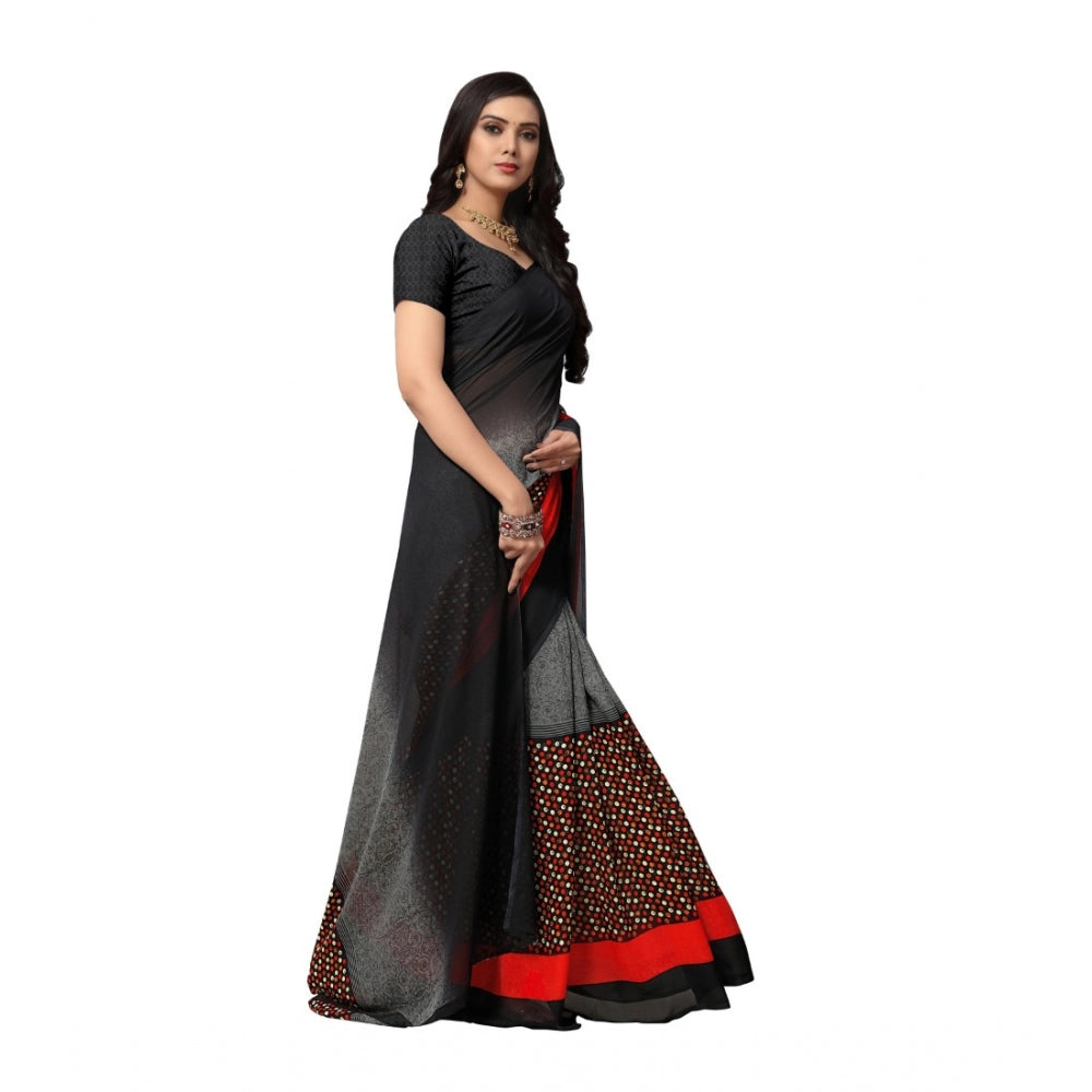 Clasymist Women's Georgette Saree(Black,5-6 Mtrs)