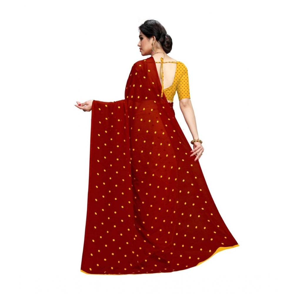 Clasymist Women's Georgette Saree(Red,5-6 Mtrs)