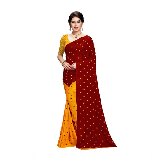 Clasymist Women's Georgette Saree(Red,5-6 Mtrs)