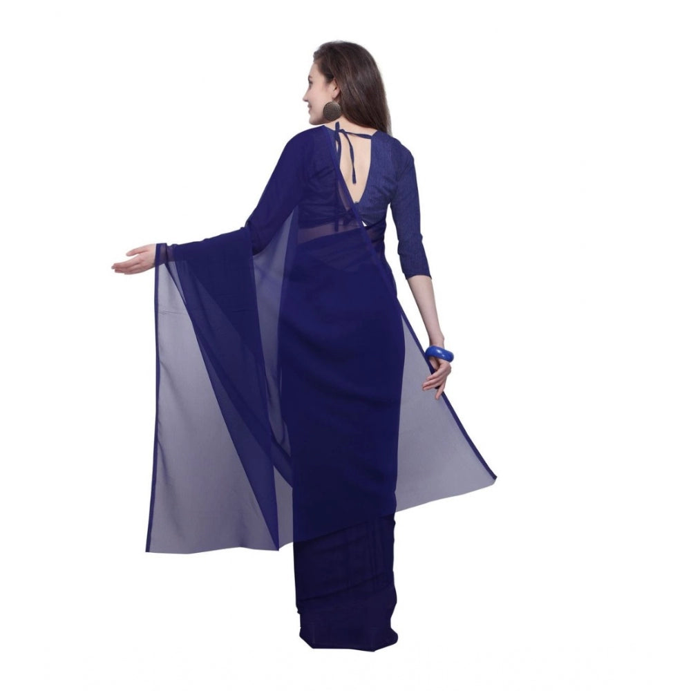 Clasymist Women's Dyed Saree(Dark Blue,5-6 Mtrs)