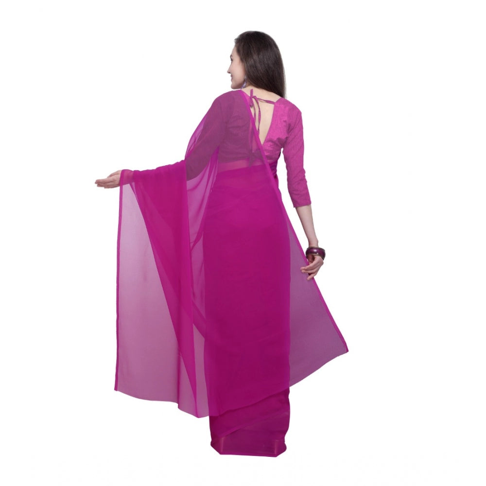 Clasymist Women's Dyed Saree(Pink,5-6 Mtrs)