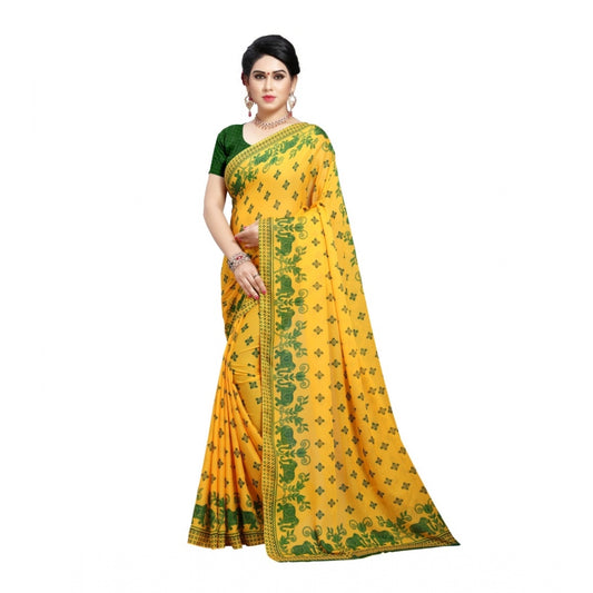 Clasymist Women's Georgette Saree(Green,5-6 Mtrs)