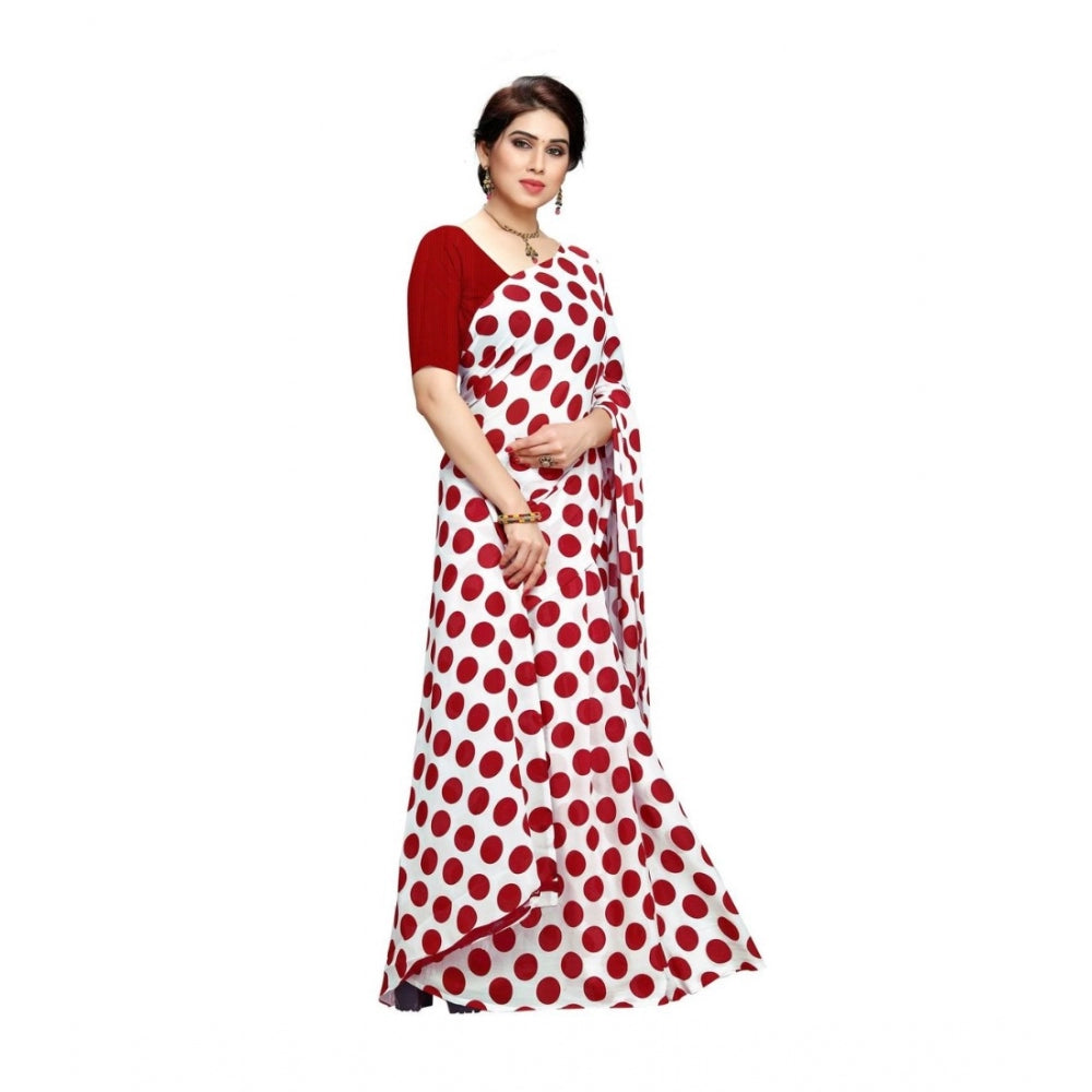 Clasymist Women's Georgette Saree(W.Red,5-6 Mtrs)