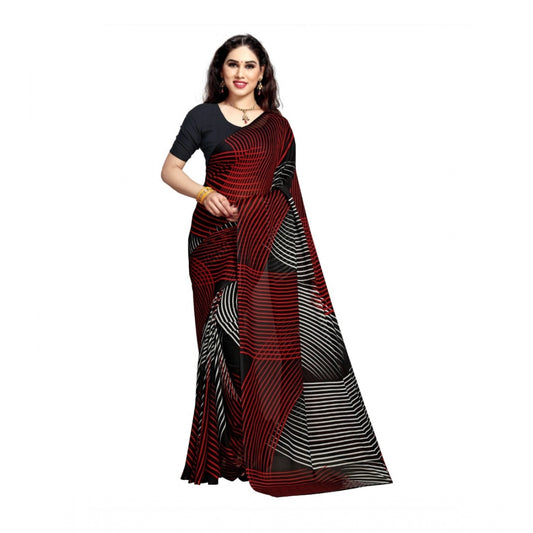 Clasymist Women's Georgette Saree(Black,5-6 Mtrs)