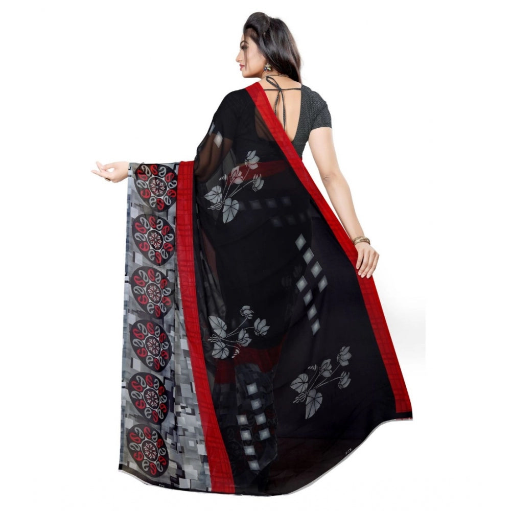 Clasymist Women's Georgette Saree(Black,5-6 Mtrs)