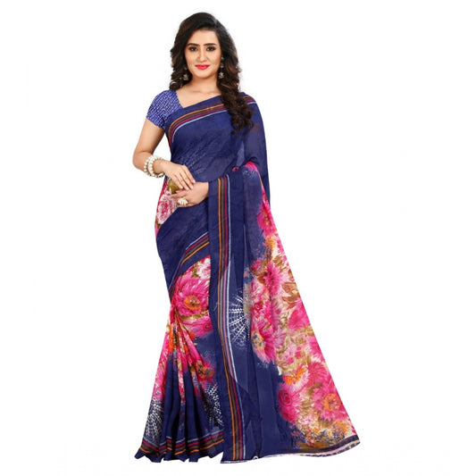 Clasymist Women's Georgette Saree(Blue,5-6 Mtrs)