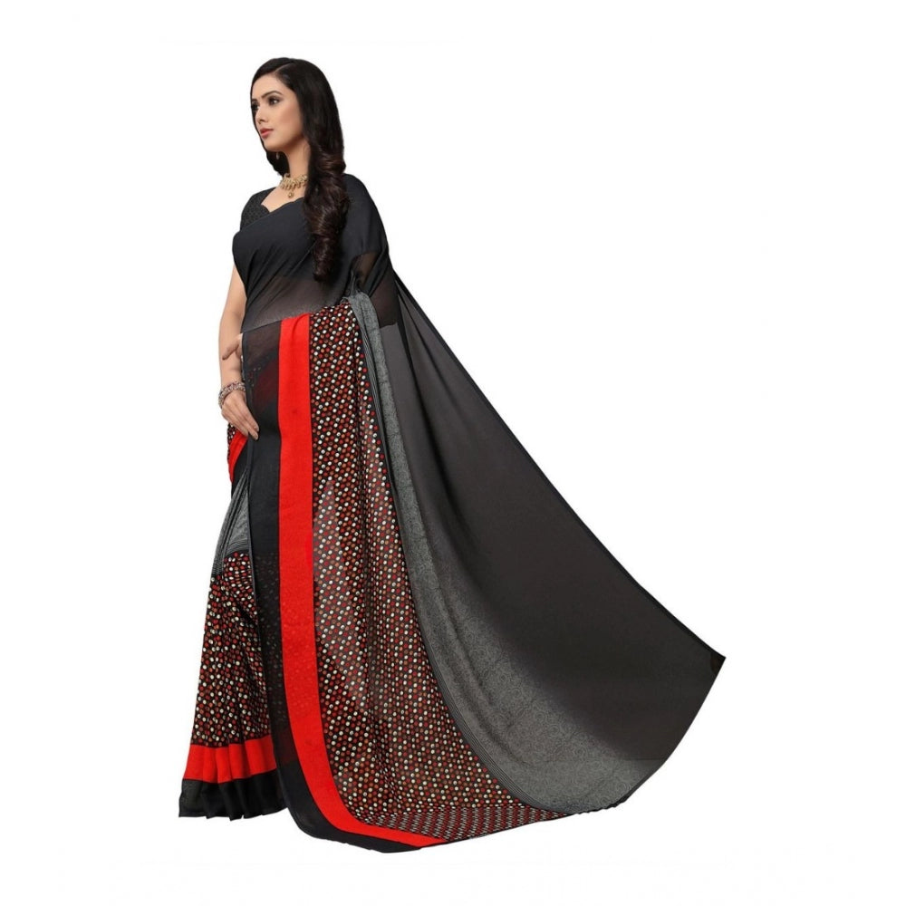 Clasymist Women's Georgette Saree(Black,5-6 Mtrs)