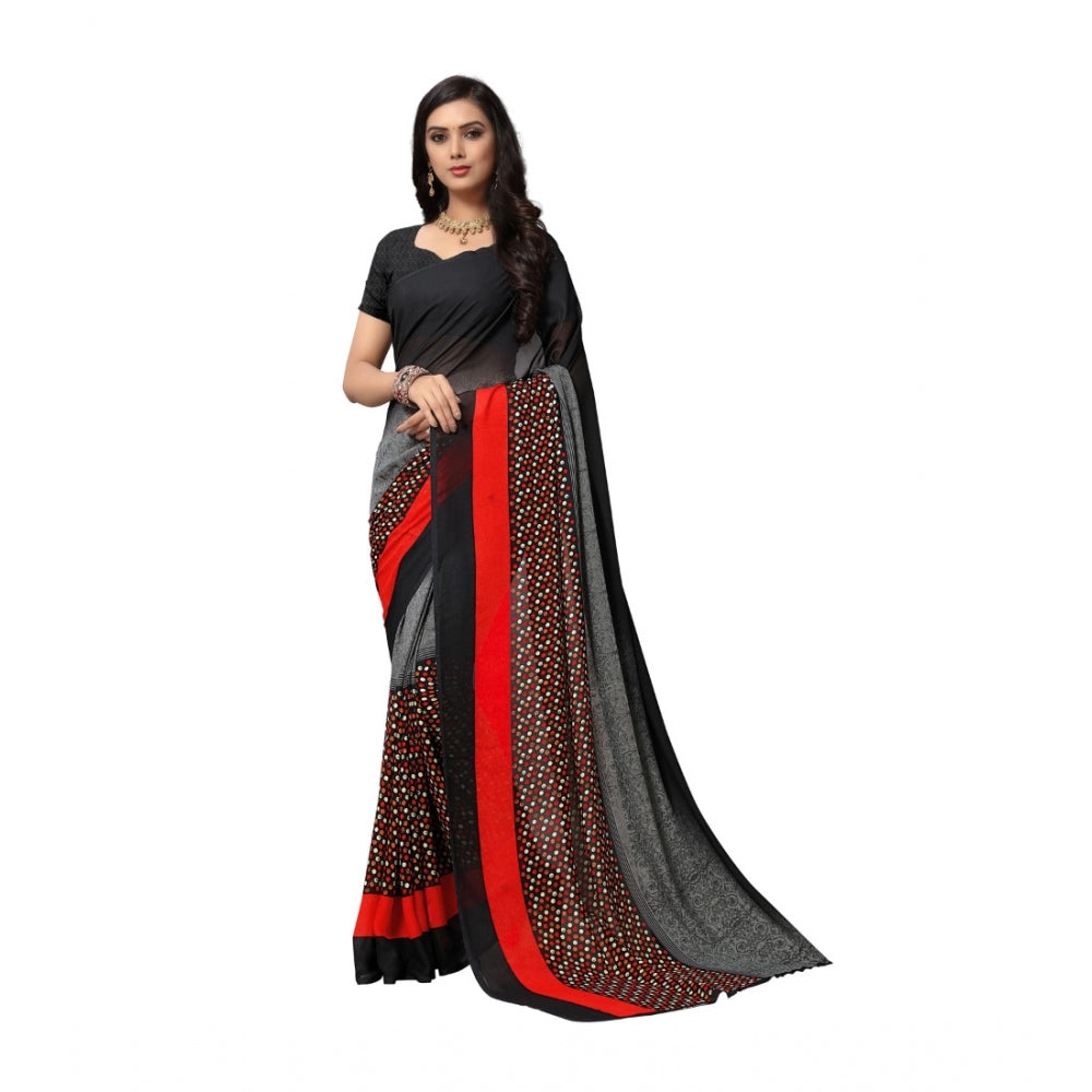 Clasymist Women's Georgette Saree(Black,5-6 Mtrs)