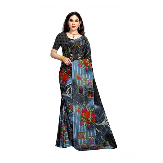 Clasymist Women's Georgette Saree(Blue,5-6 Mtrs)