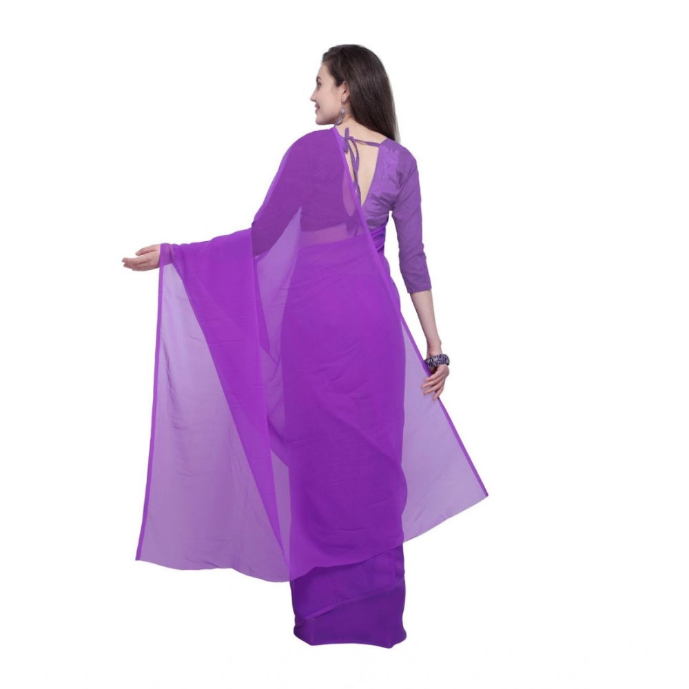 Clasymist Women's Dyed Saree(Purple,5-6 Mtrs)