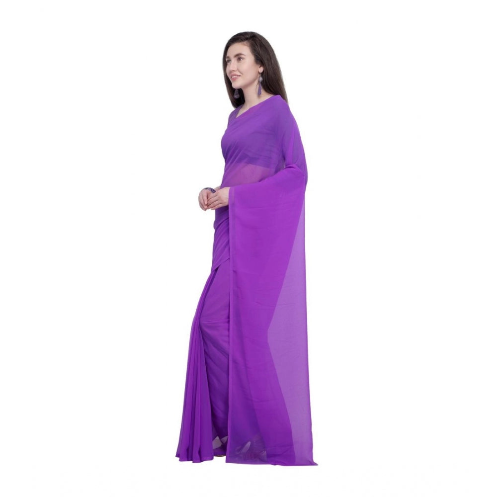 Clasymist Women's Dyed Saree(Purple,5-6 Mtrs)