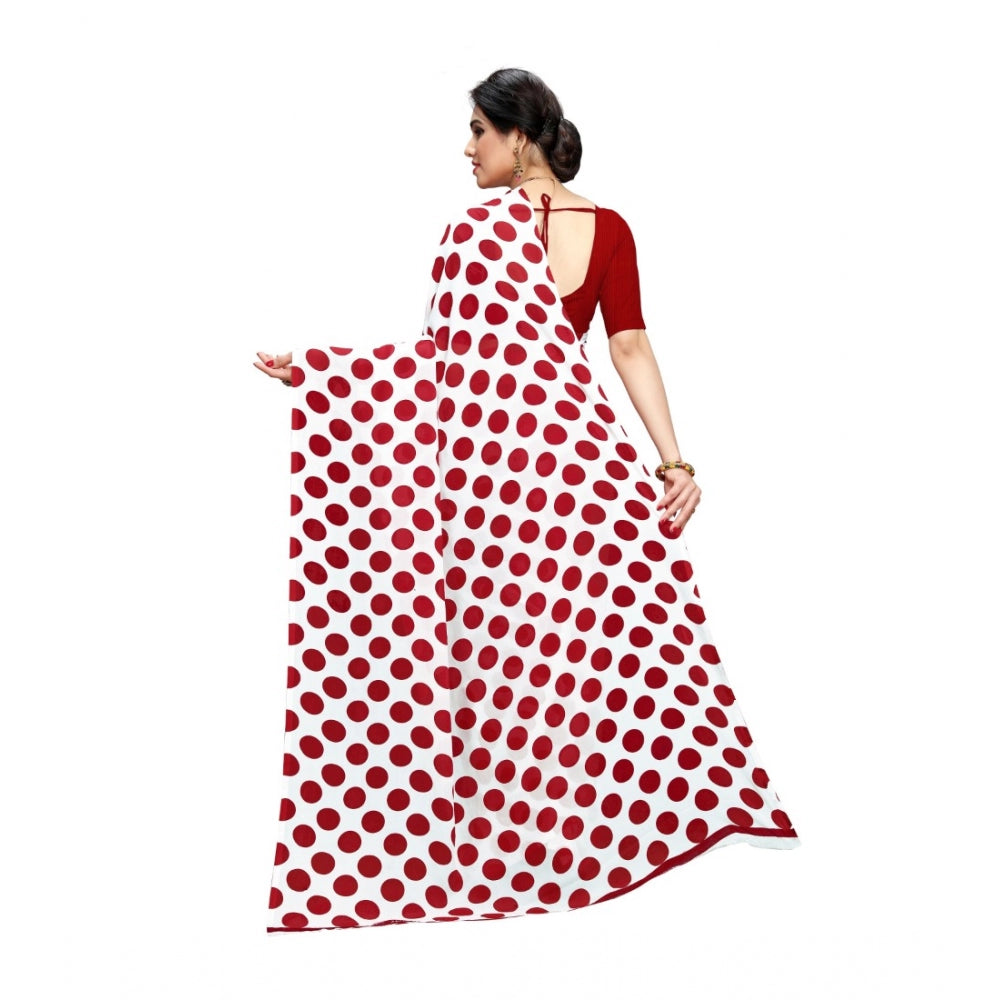 Clasymist Women's Georgette Saree(W.Red,5-6 Mtrs)