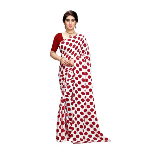 Clasymist Women's Georgette Saree(W.Red,5-6 Mtrs)