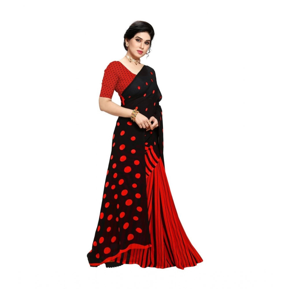 Clasymist Women's Georgette Saree(Red,5-6 Mtrs)