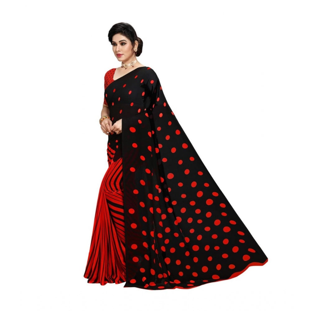 Clasymist Women's Georgette Saree(Red,5-6 Mtrs)