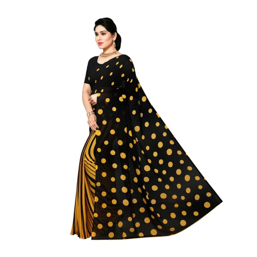 Clasymist Women's Georgette Saree(Yellow,5-6 Mtrs)