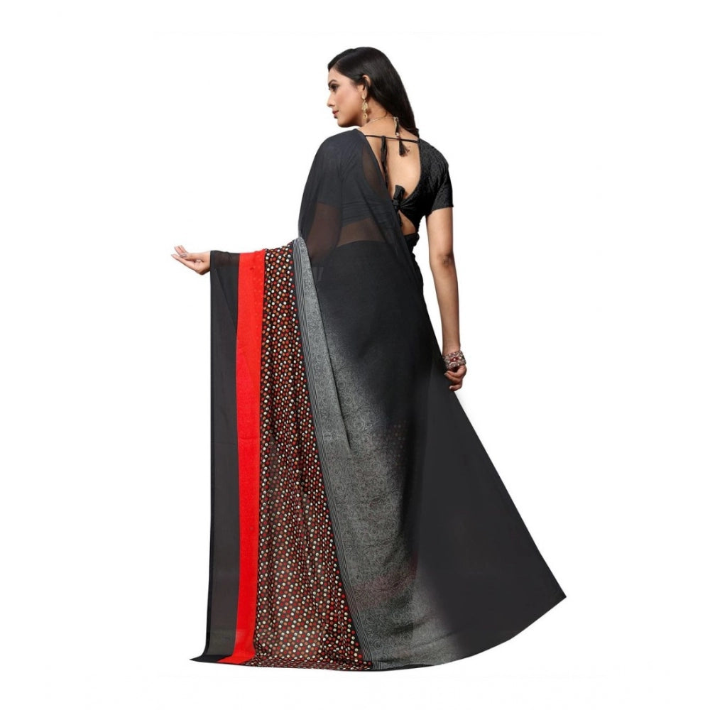 Clasymist Women's Georgette Saree(Black,5-6 Mtrs)