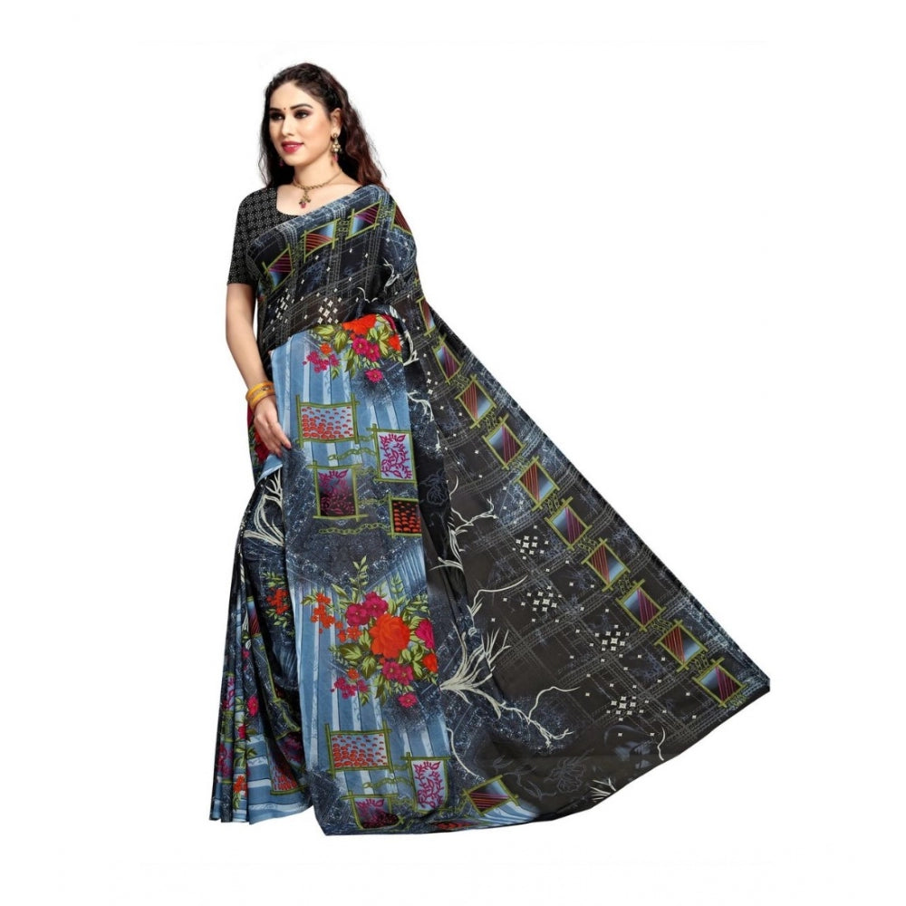 Clasymist Women's Georgette Saree(Blue,5-6 Mtrs)