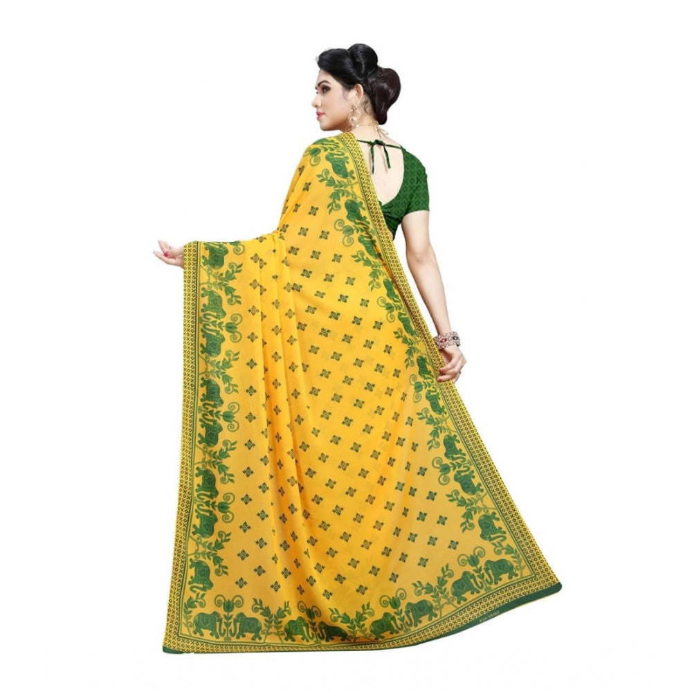 Clasymist Women's Georgette Saree(Green,5-6 Mtrs)