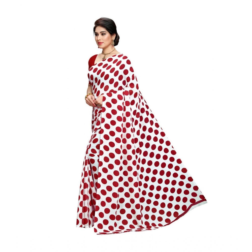 Clasymist Women's Georgette Saree(W.Red,5-6 Mtrs)