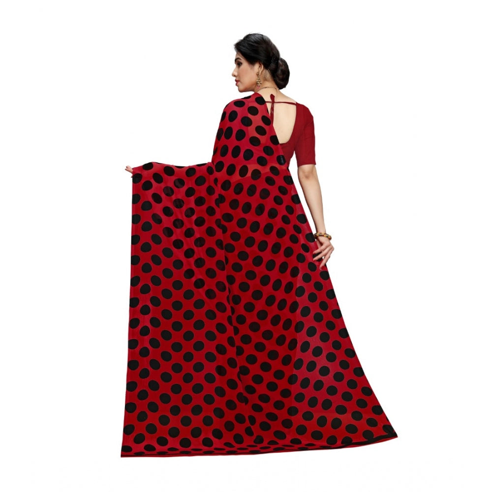 Clasymist Women's Georgette Saree(R.Black,5-6 Mtrs)