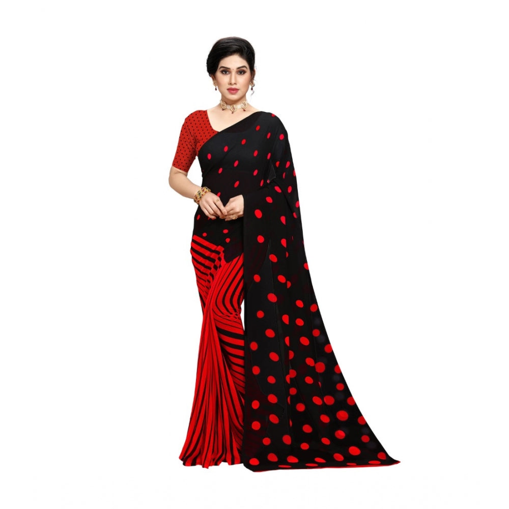 Clasymist Women's Georgette Saree(Red,5-6 Mtrs)