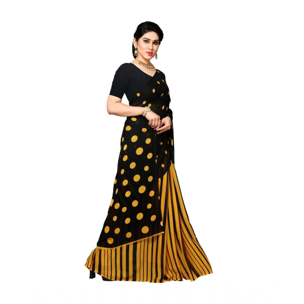 Clasymist Women's Georgette Saree(Yellow,5-6 Mtrs)