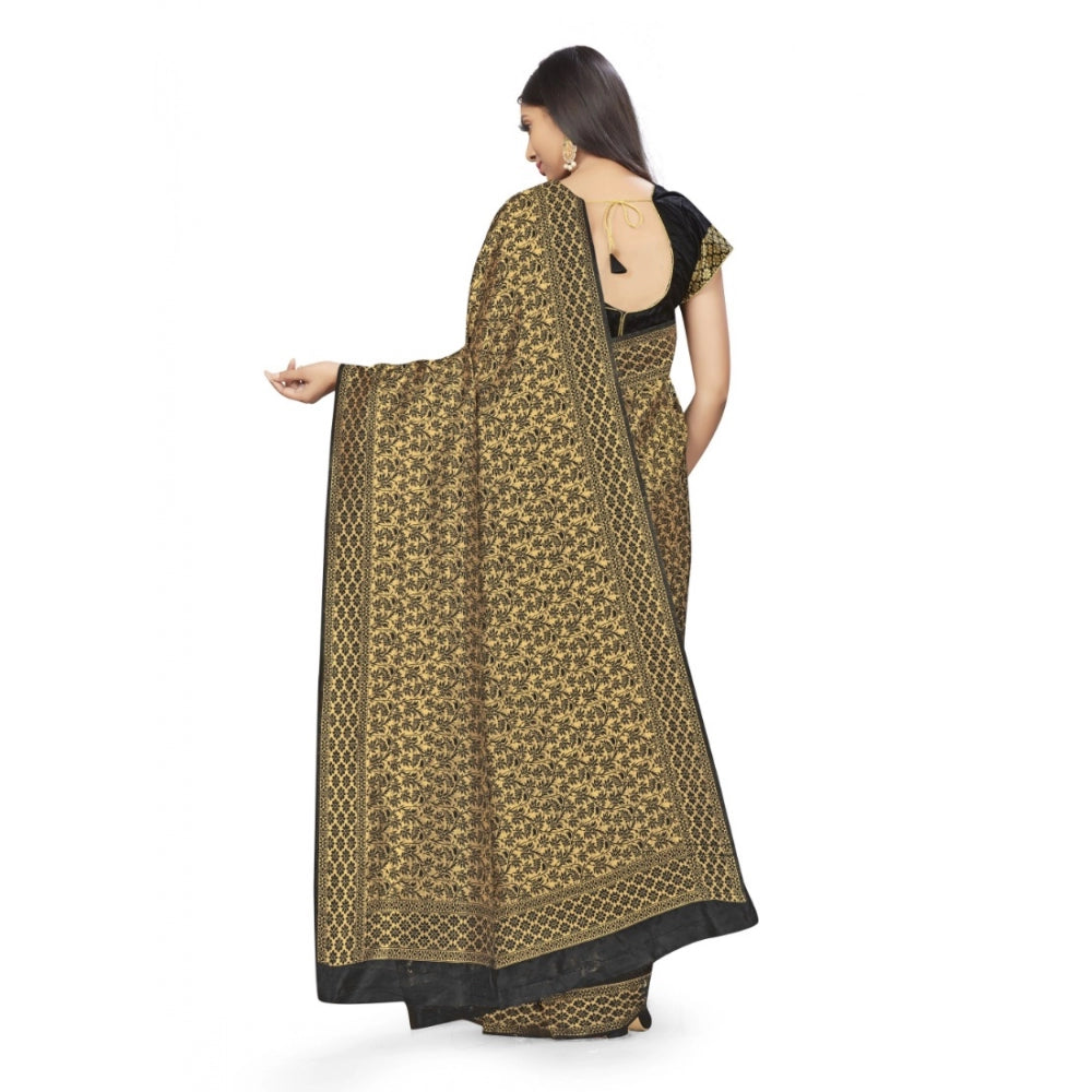 Clasymist Women's Banarasi Silk Saree (Black,5-6 Mtrs)