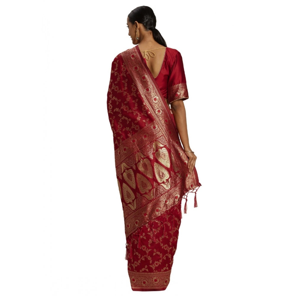 Clasymist Women's Banarasi Silk Saree (Red,5-6 Mtrs)