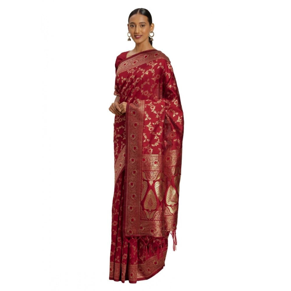 Clasymist Women's Banarasi Silk Saree (Red,5-6 Mtrs)