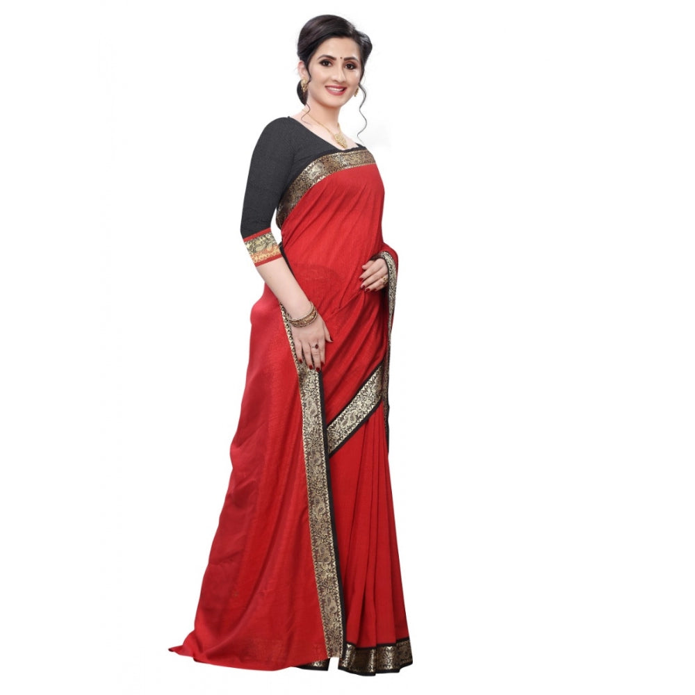 Clasymist Women's Vichitra Silk Saree(Red ,5-6Mtrs)