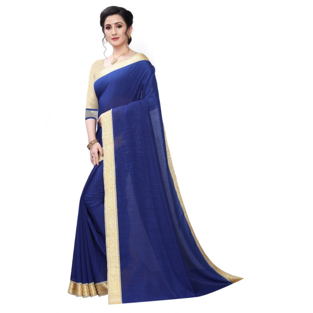 Clasymist Women's Vichitra Silk Saree(Navy Blue ,5-6Mtrs)