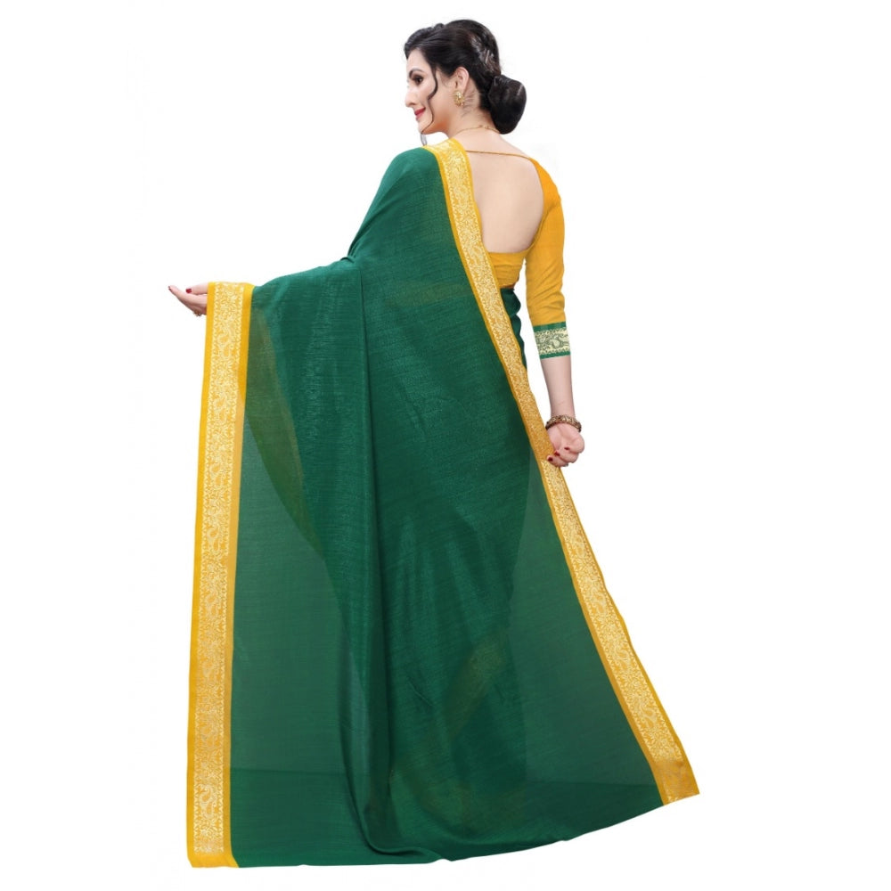 Clasymist Women's Vichitra Silk Saree(Green ,5-6Mtrs)