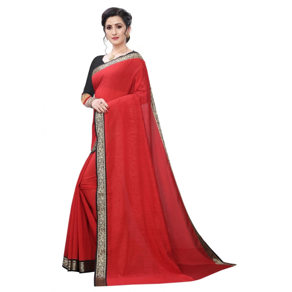 Clasymist Women's Vichitra Silk Saree(Red ,5-6Mtrs)