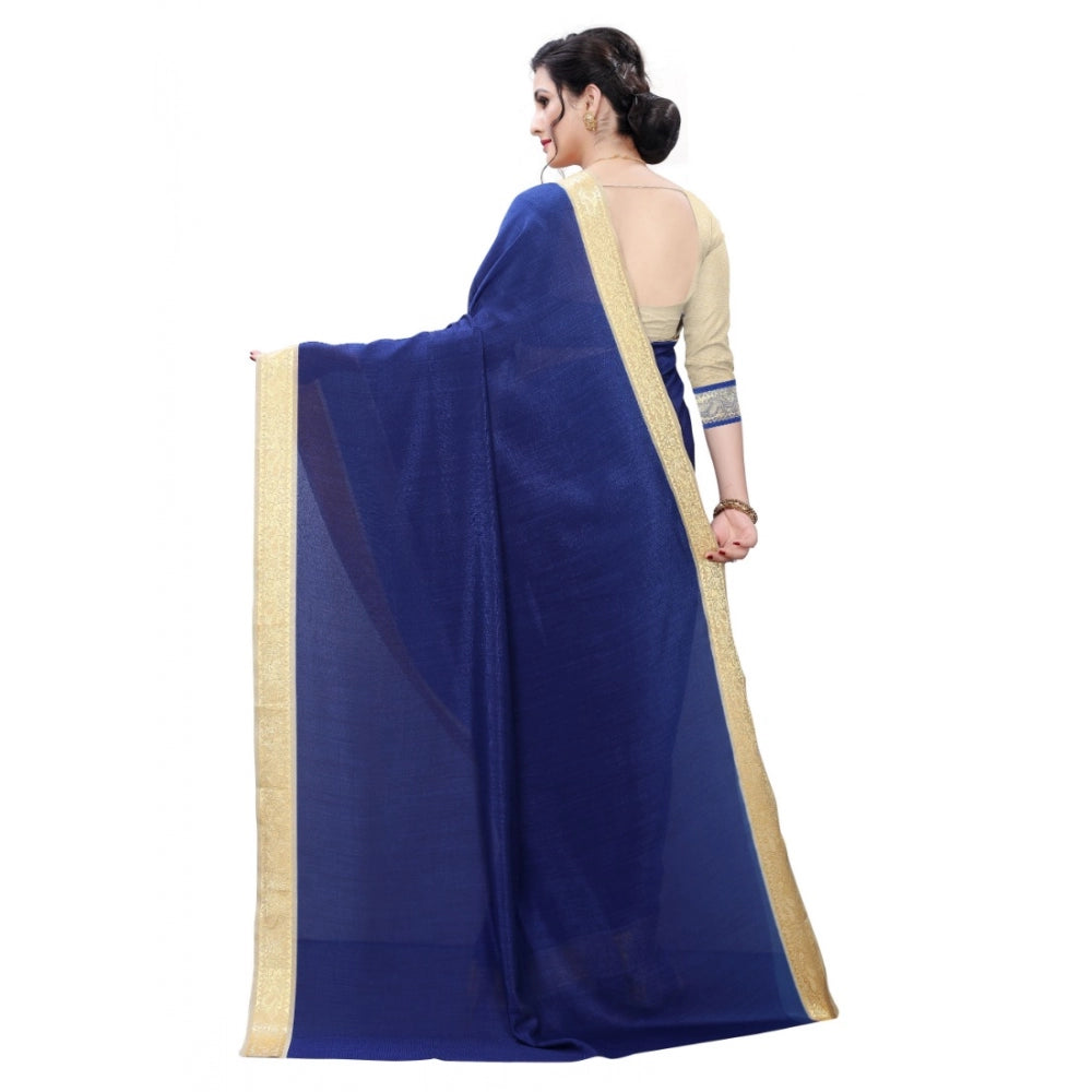 Clasymist Women's Vichitra Silk Saree(Navy Blue ,5-6Mtrs)