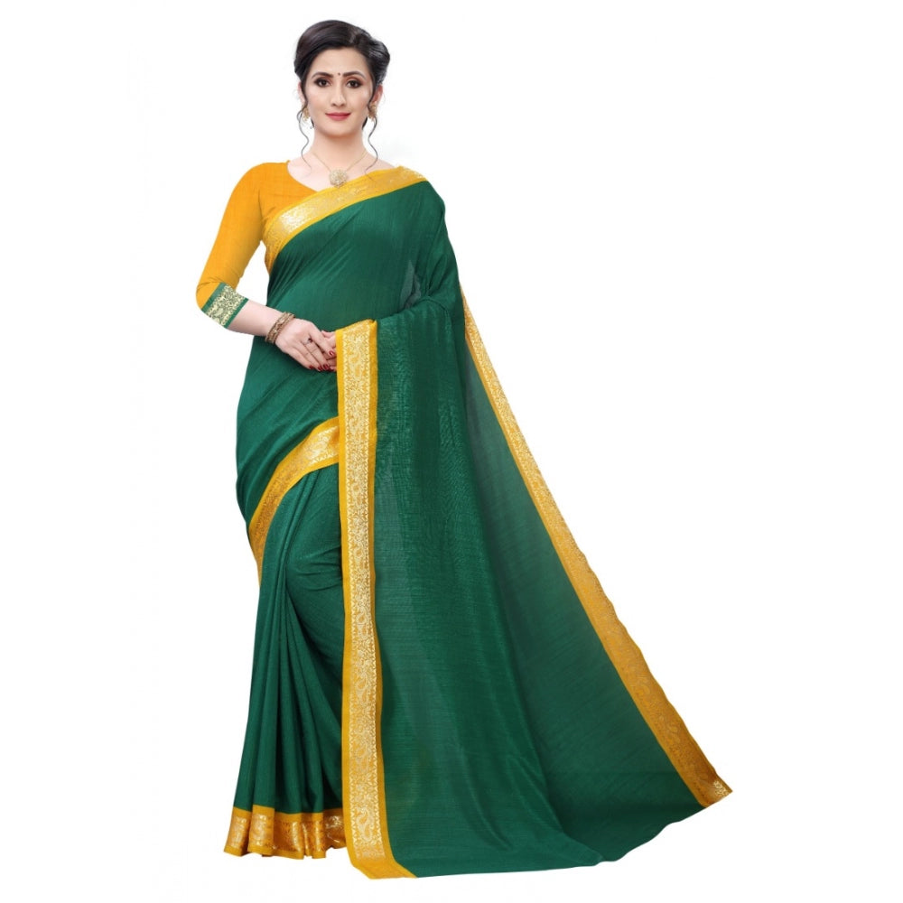 Clasymist Women's Vichitra Silk Saree(Green ,5-6Mtrs)