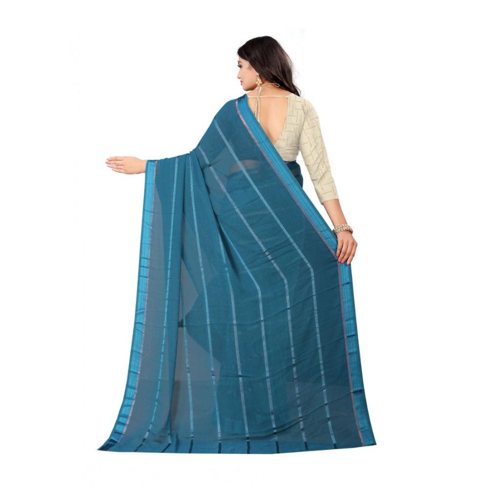 Clasymist Women's Georgette Silk Saree(Rama ,5-6Mtrs)