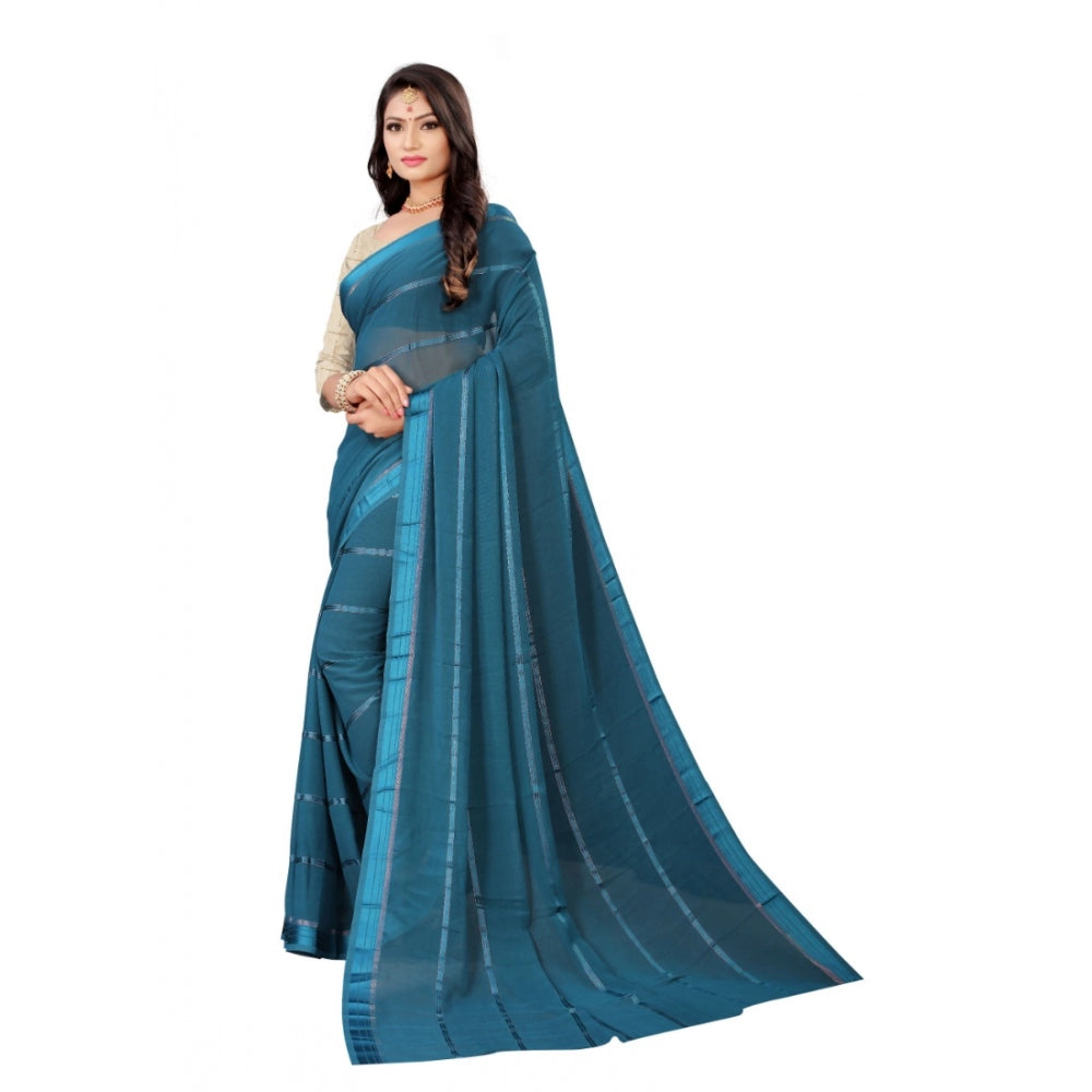 Clasymist Women's Georgette Silk Saree(Rama ,5-6Mtrs)