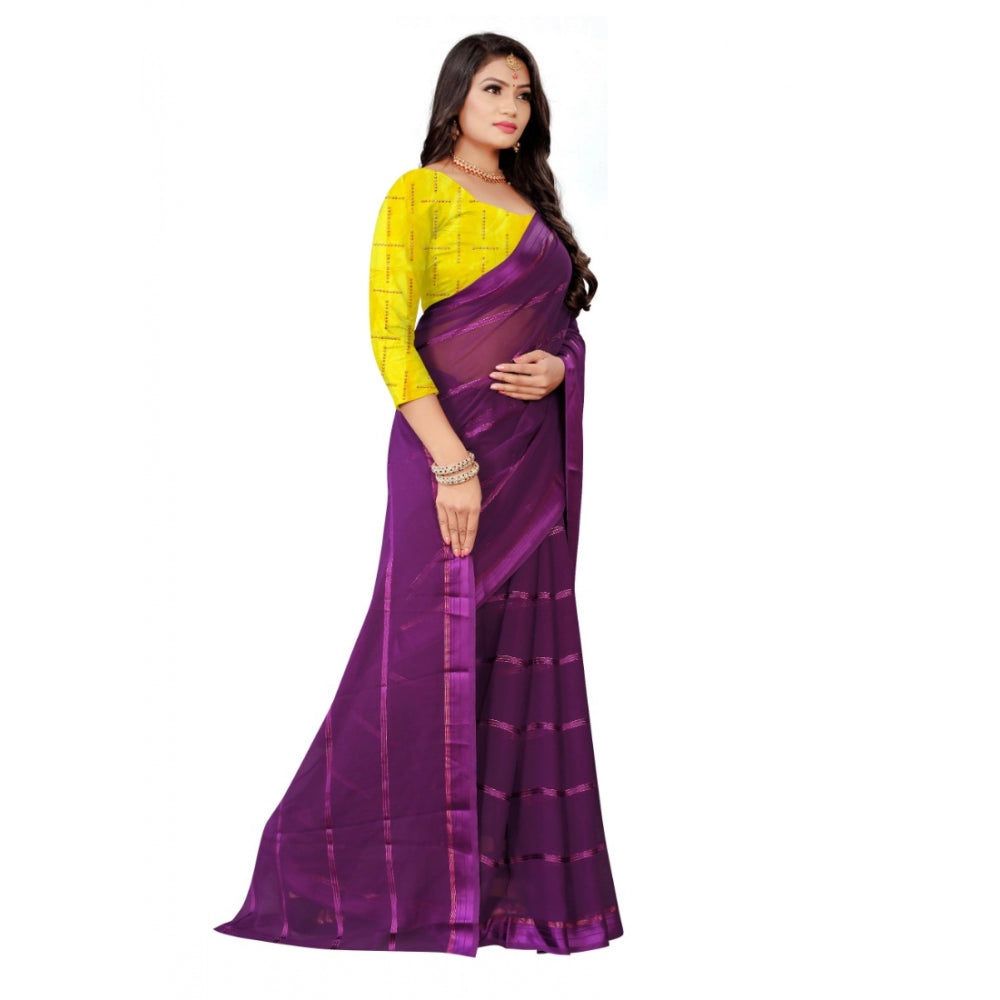 Clasymist Women's Georgette Silk Saree(Wine ,5-6Mtrs)