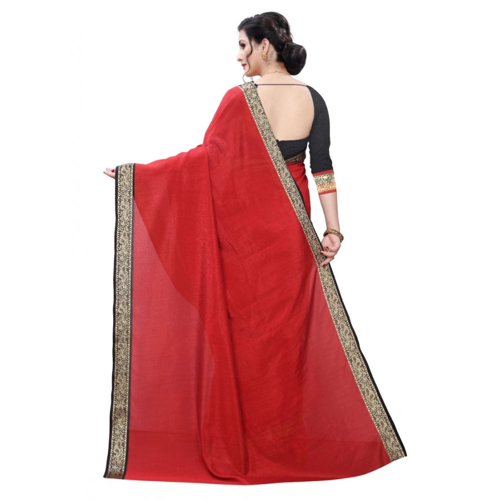 Clasymist Women's Vichitra Silk Saree(Red ,5-6Mtrs)