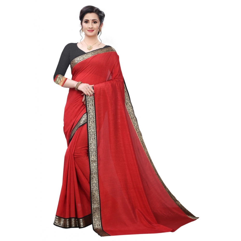 Clasymist Women's Vichitra Silk Saree(Red ,5-6Mtrs)