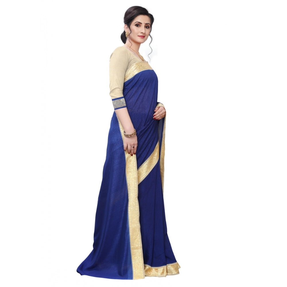 Clasymist Women's Vichitra Silk Saree(Navy Blue ,5-6Mtrs)