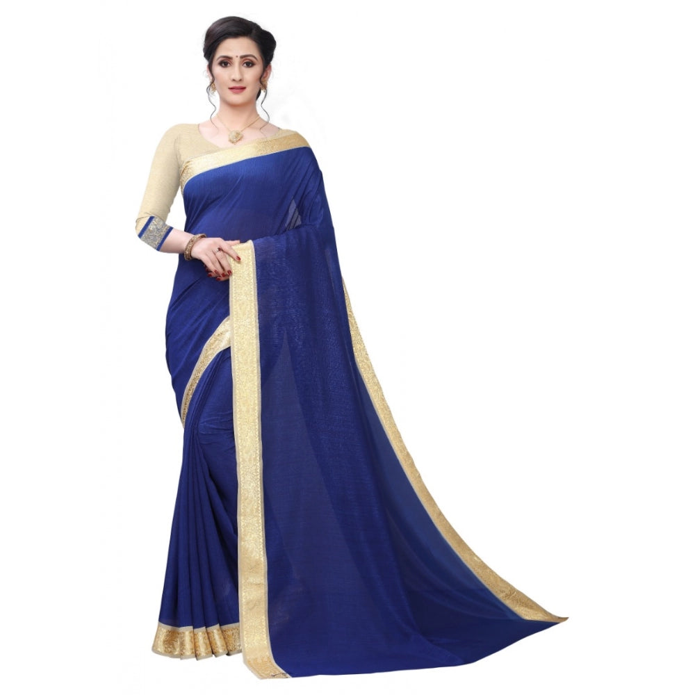 Clasymist Women's Vichitra Silk Saree(Navy Blue ,5-6Mtrs)