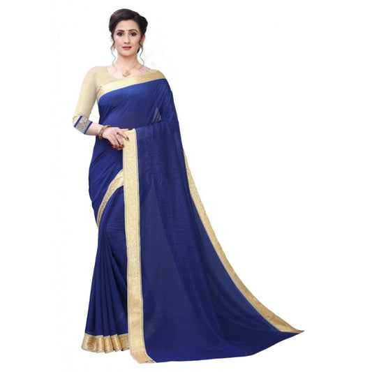 Clasymist Women's Vichitra Silk Saree(Navy Blue ,5-6Mtrs)