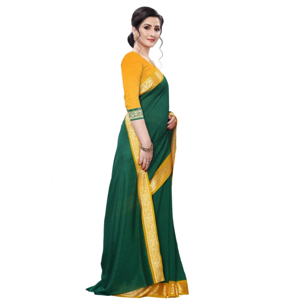 Clasymist Women's Vichitra Silk Saree(Green ,5-6Mtrs)