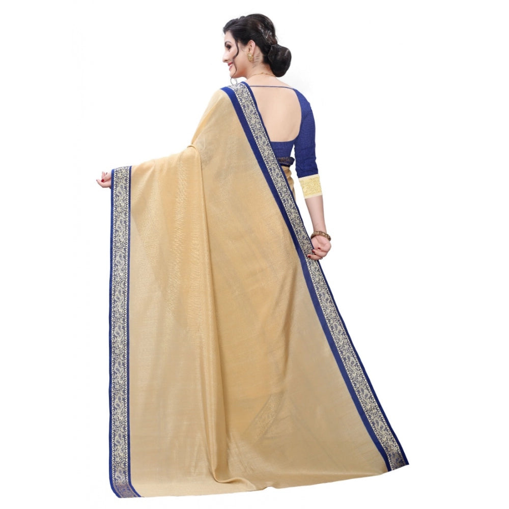 Clasymist Women's Vichitra Silk Saree(Beige ,5-6Mtrs)