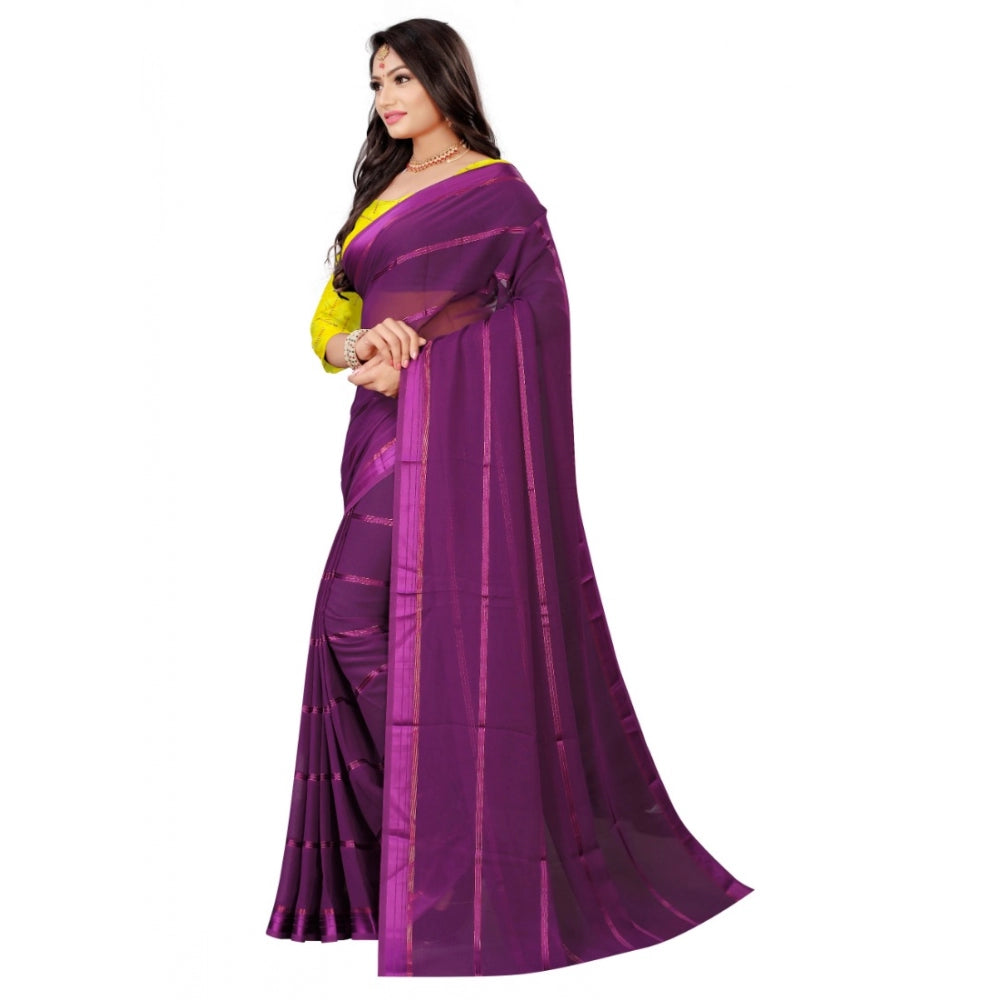 Clasymist Women's Georgette Silk Saree(Wine ,5-6Mtrs)